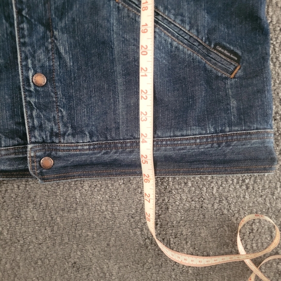 Calvin klein men's denim jacket jeans sz XL fur dark wash button up long sleev - Picture 11 of 14